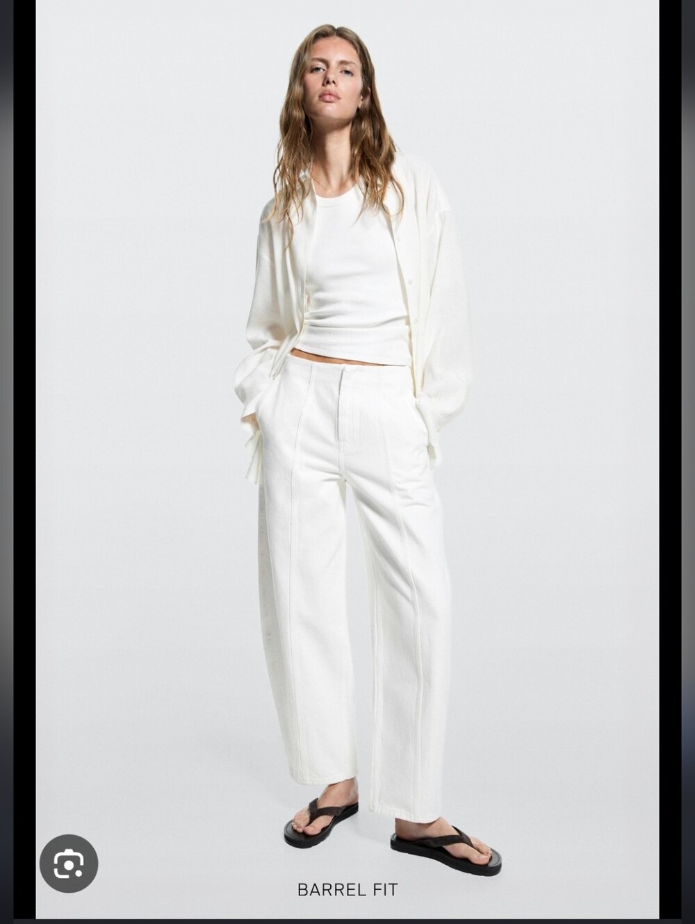 Mossimo Dutti Off White Cotton And Linen Barrel Fit Pants Size 8